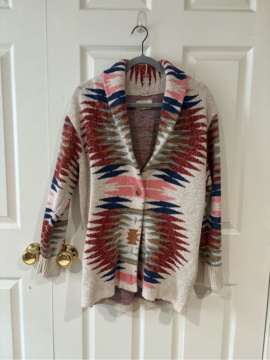Lucky Brand Sweaters - Lucky Brand Cozy Multi-Color Aztec Shawl Collar Cardigan Sweater